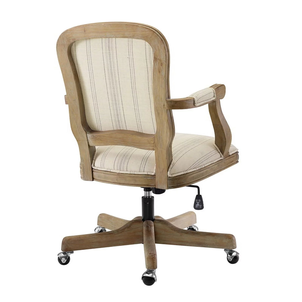 Beige Stripe Upholstered Office Chair with Wheels G53903