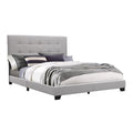 King Size Light Gray Button Tufted Upholstery Wood Bed M890