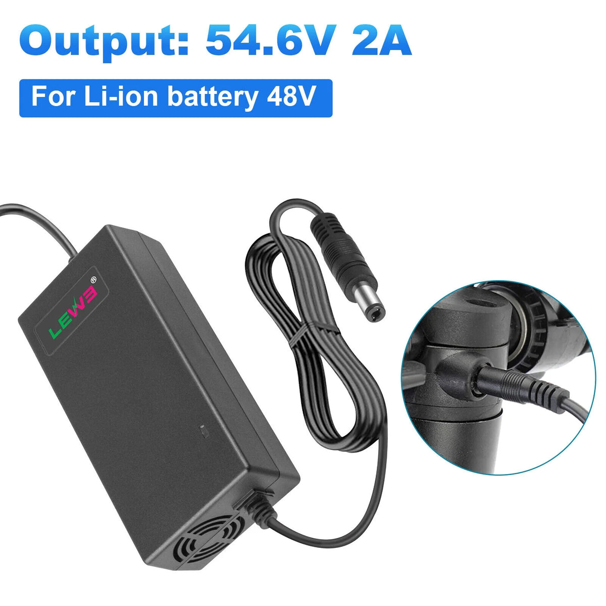 54.6V 2A Power Charger for 48V Electric Bicycles E-bike Lithium Battery N5151