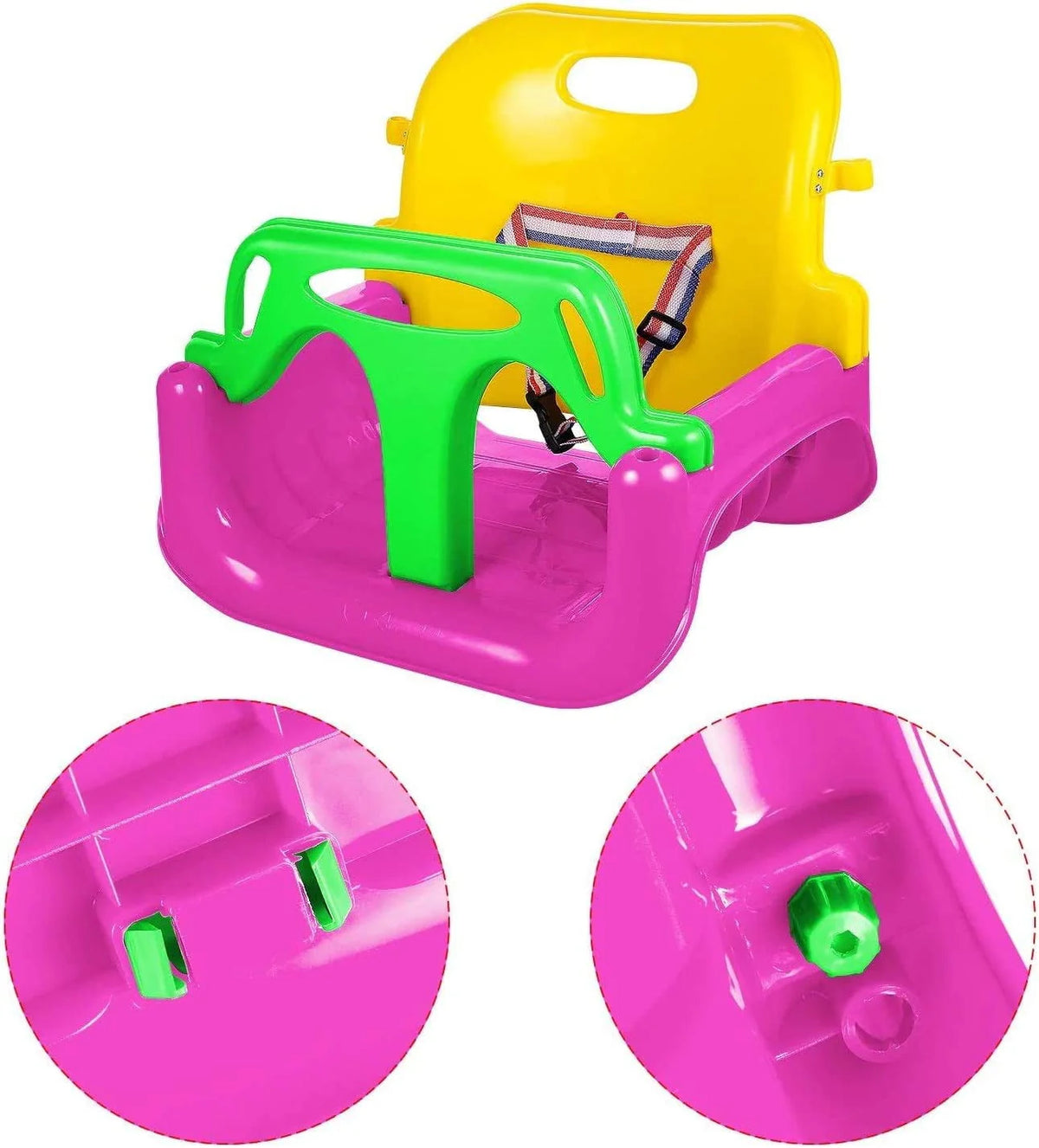 3-in-1 Kids Swing Seat with High Back and T-Bar Light Green T915