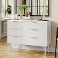 Creamy 6 Drawer Wood Dresser with Metal Base M882