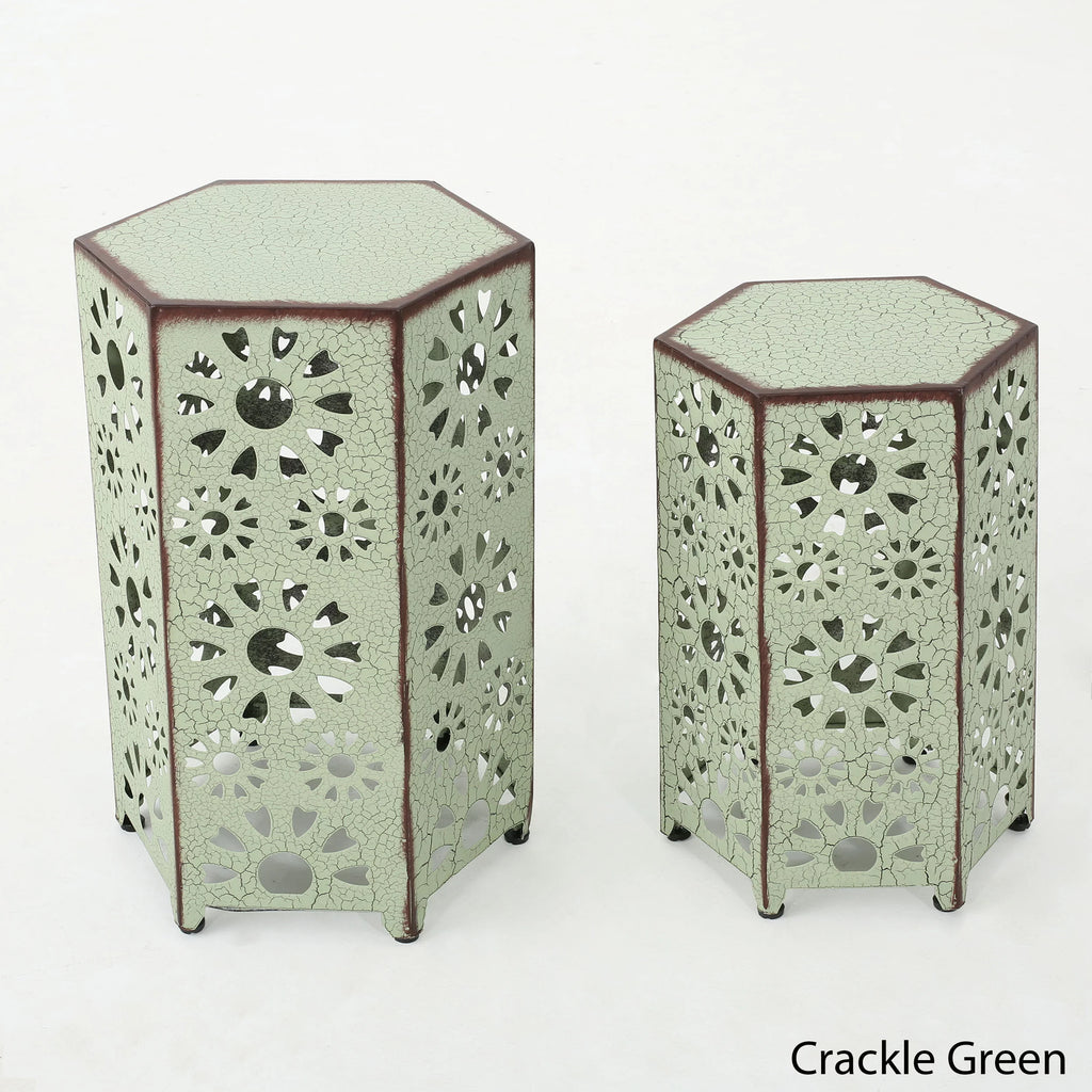 12 Inch and 14 Inch Iron Side Table Set I2014
