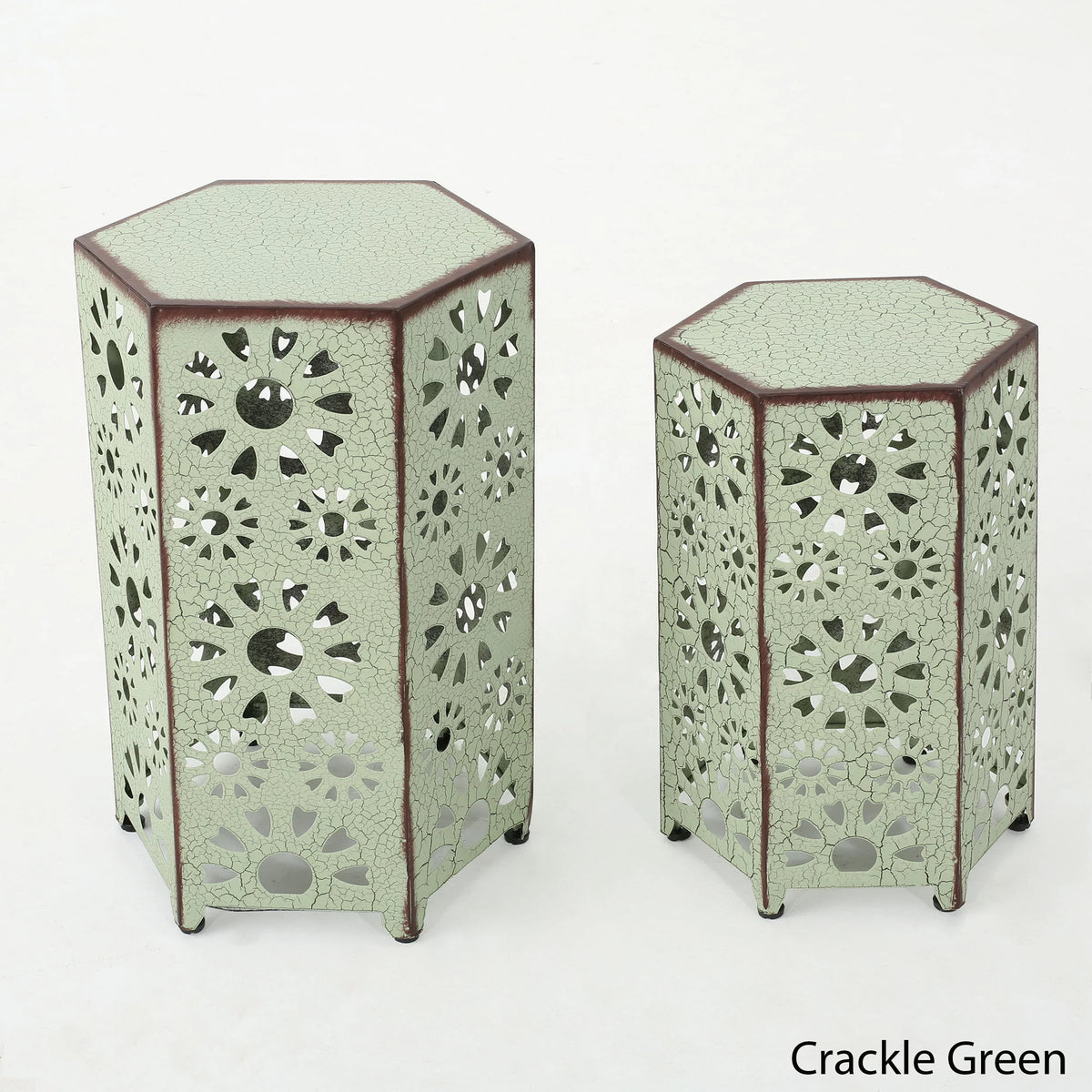 12 Inch and 14 Inch Iron Side Table Set I2014