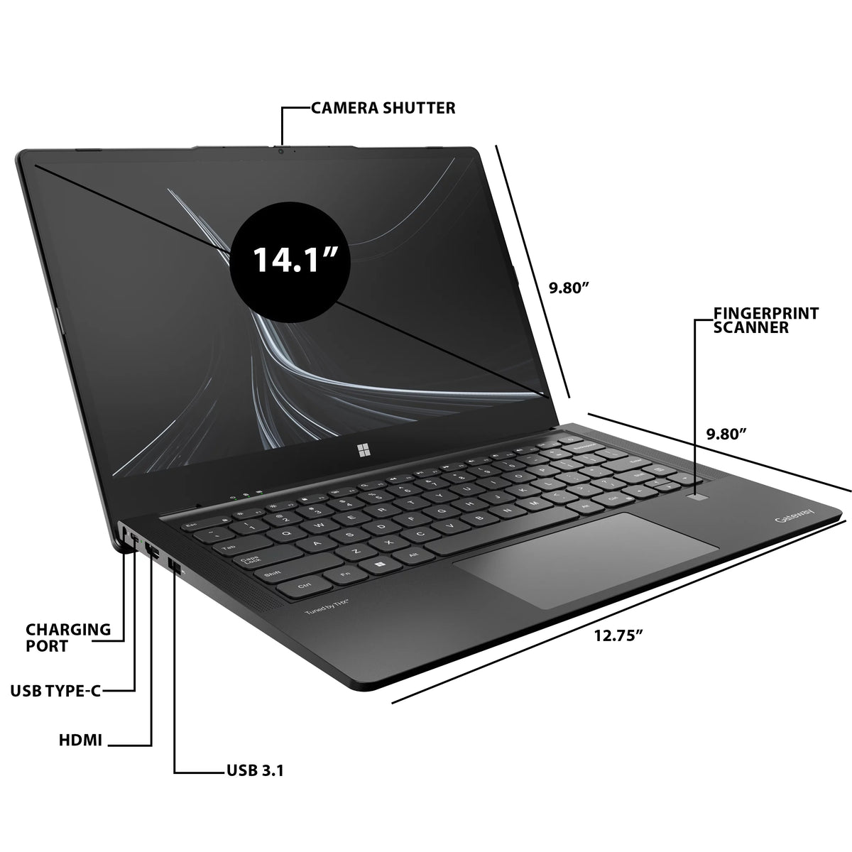 14.1" Ultra Slim Notebook FHD Touchscreen Intel Core i5 8GB RAM 512GB SSD Black Q2826