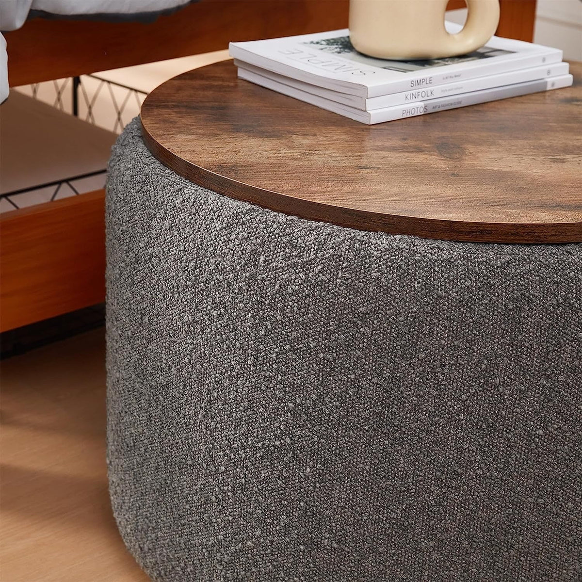 Storage Table Ottoman Gray White A30016