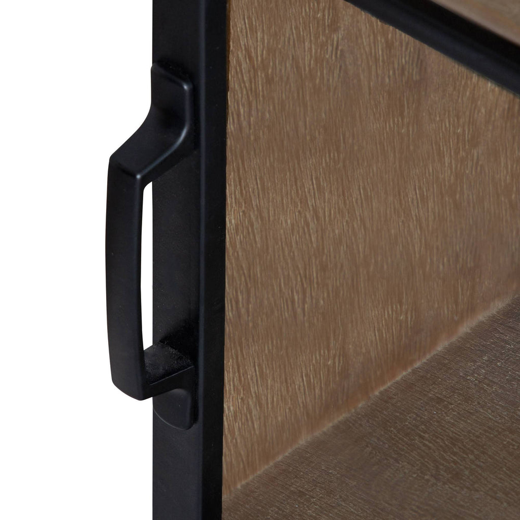 Rustic Brown Wooden Wall Cabinet with Sliding Glass Door W538
