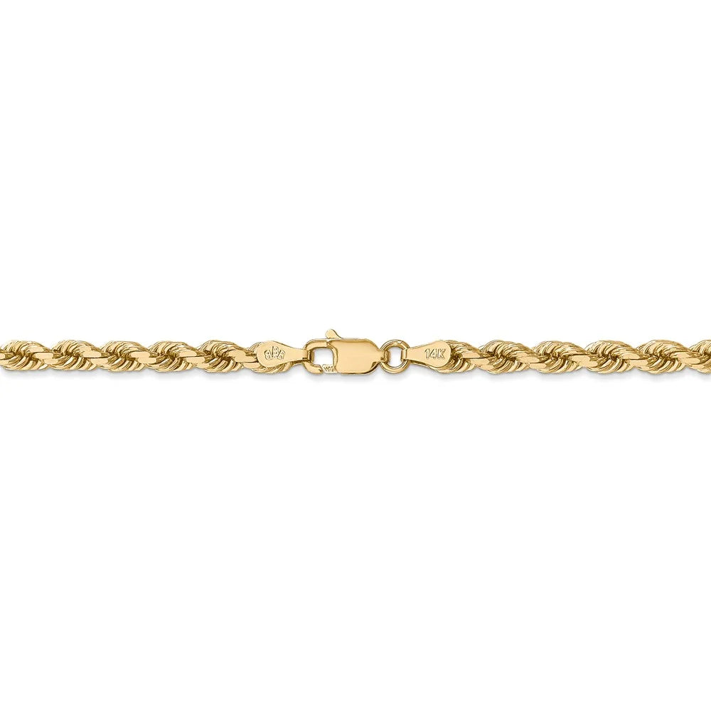 14kt Yellow Gold 4mm Diamond Cut Rope Chain with Lobster Clasp; 30 inch T92720