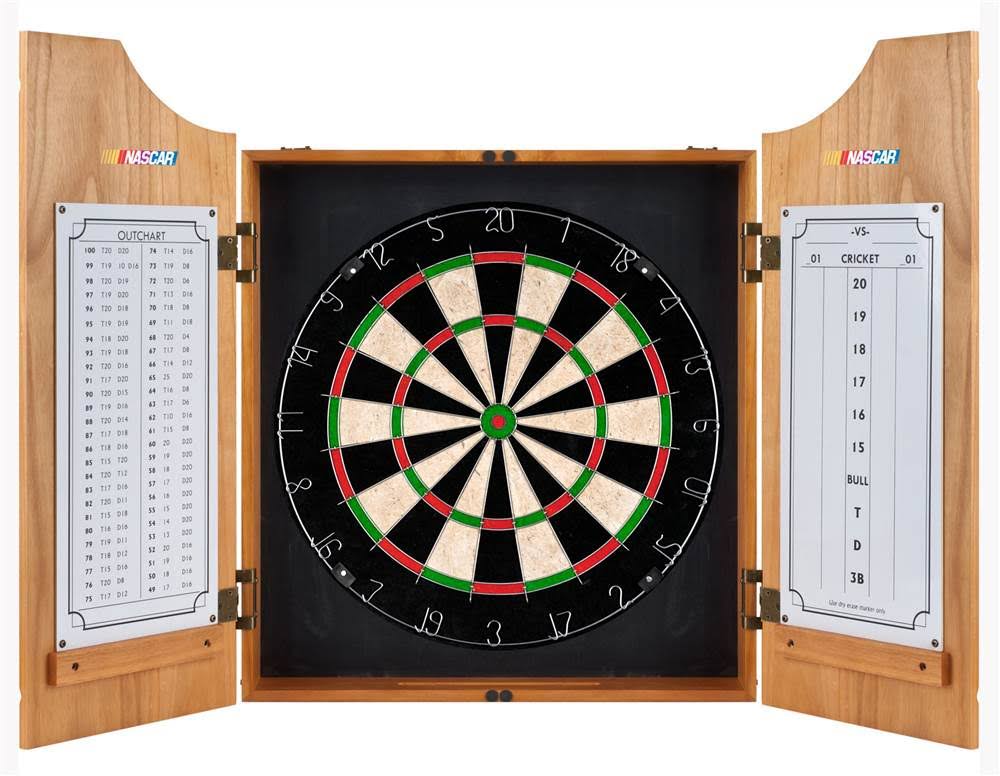 Beveled Wood Dart Cabinet Set P5647