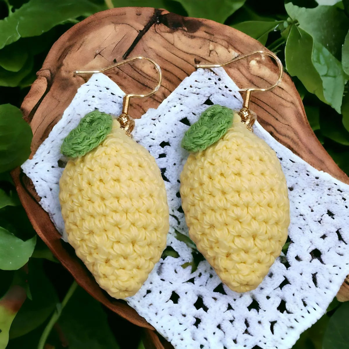 Blue Crocheted Lemon Drops Earrings T886