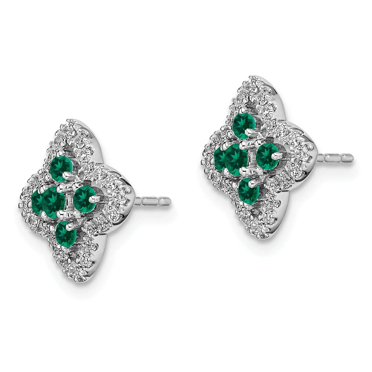 14 Karat Two-Tone Lab Grown Diamond and Created Pink Sapphire Earrings L1991