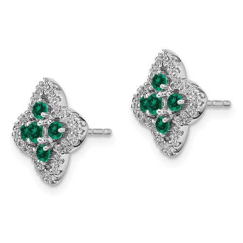 14 Karat Two-Tone Lab Grown Diamond and Created Pink Sapphire Earrings L1991
