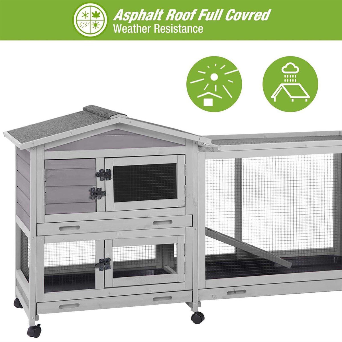 Outdoor Rabbit Hutch on Wheels with Run W409