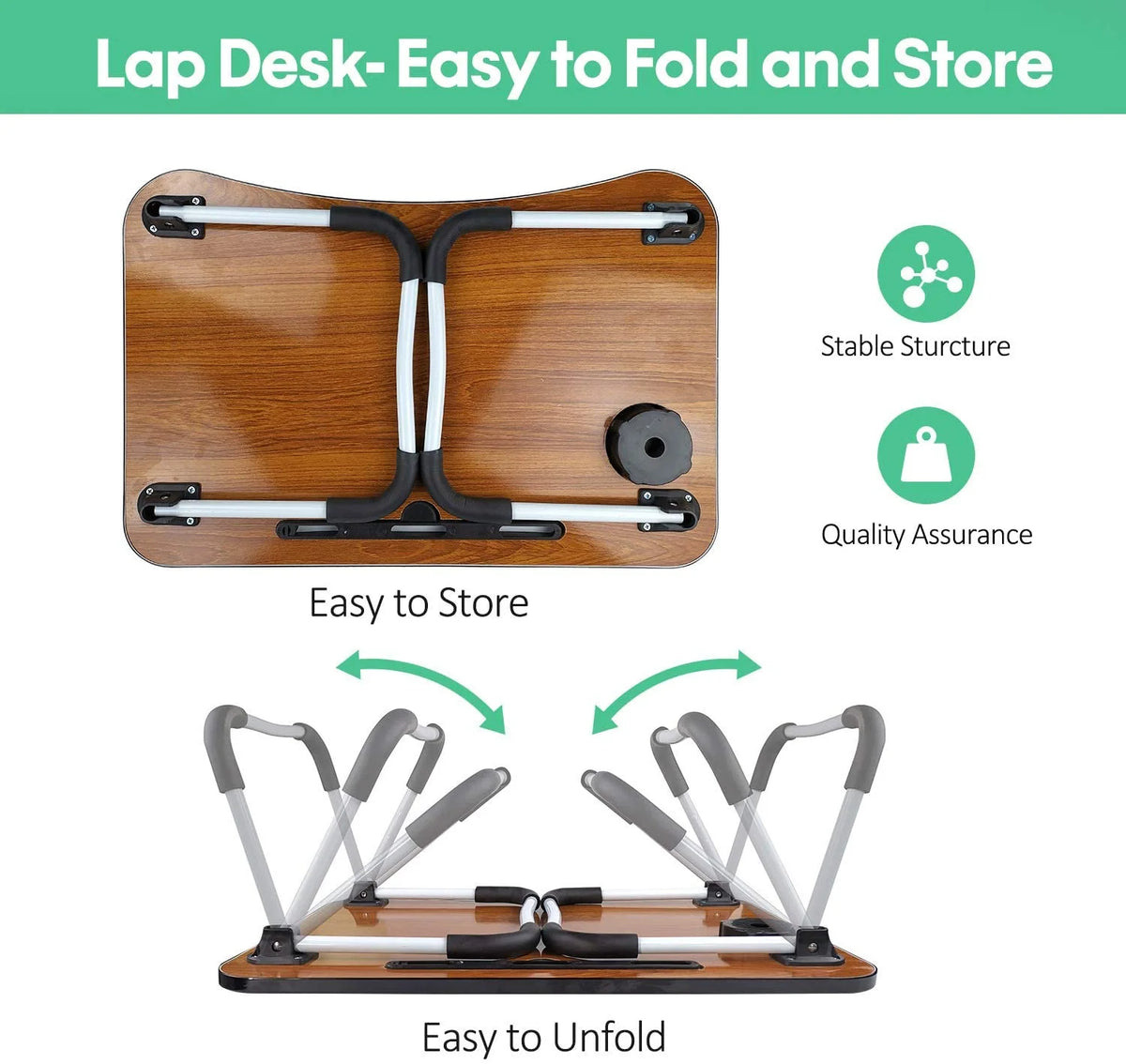 Portable Lap Desk with Cup Slot Black Y141837