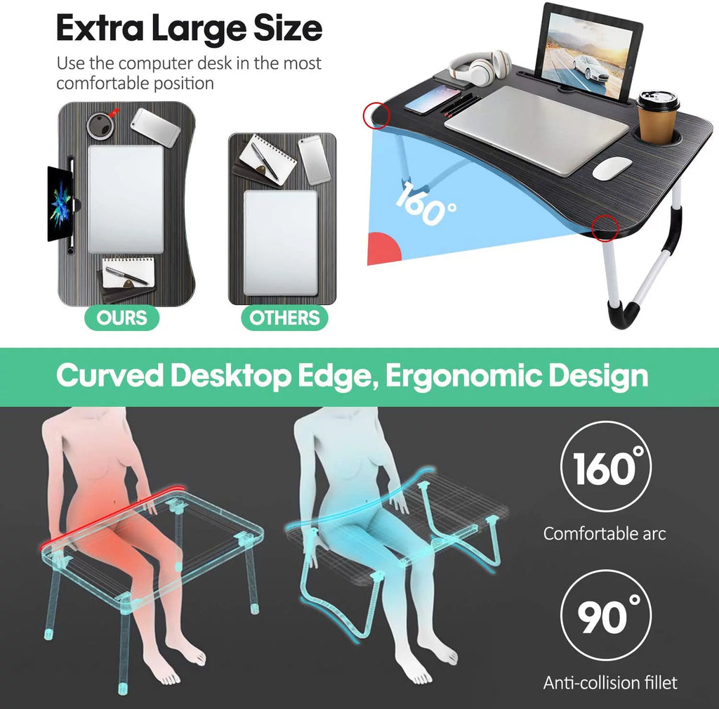 Portable Lap Desk with Cup Slot Black Y141837