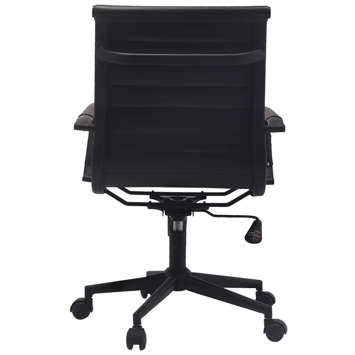 Mid Century Black PU Leather Office Chair with Arms and Wheels K969