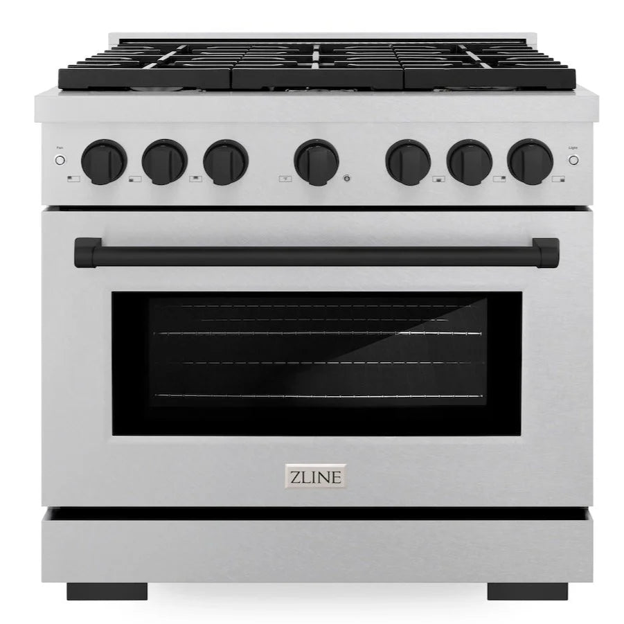 36 5.2 cu. ft. Gas Range with Convection Gas Oven in Stainless Steel and Matte Black O615