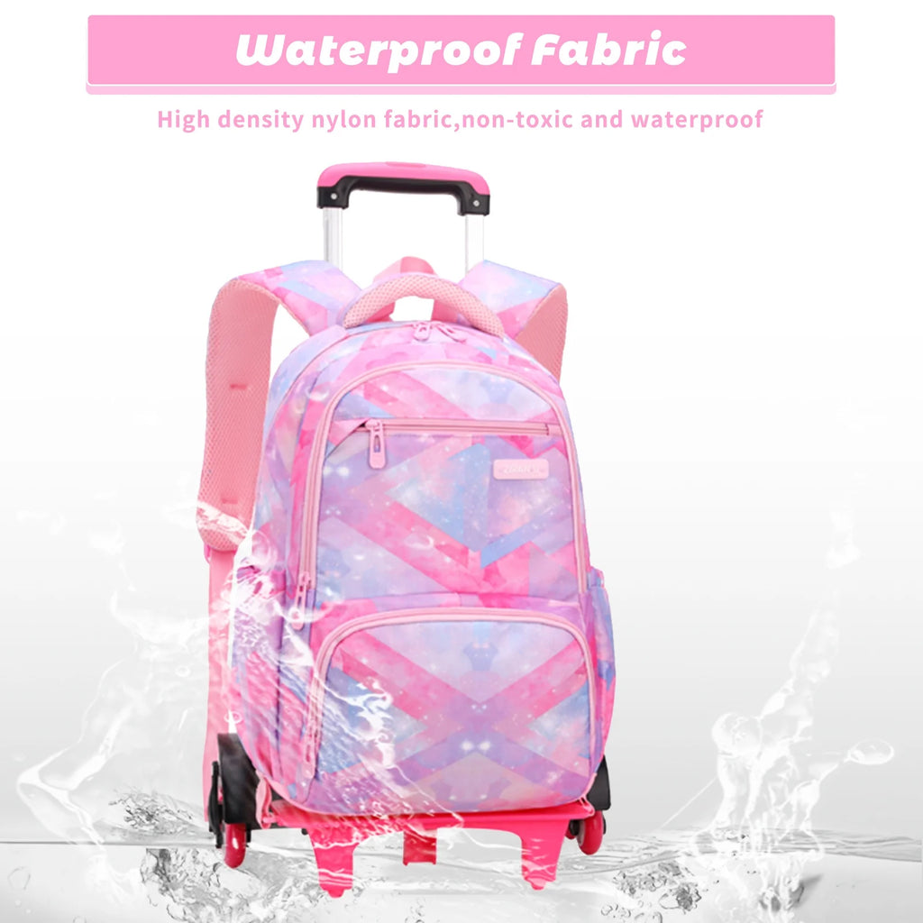Pink Rolling Wheeled School Backpack C8430