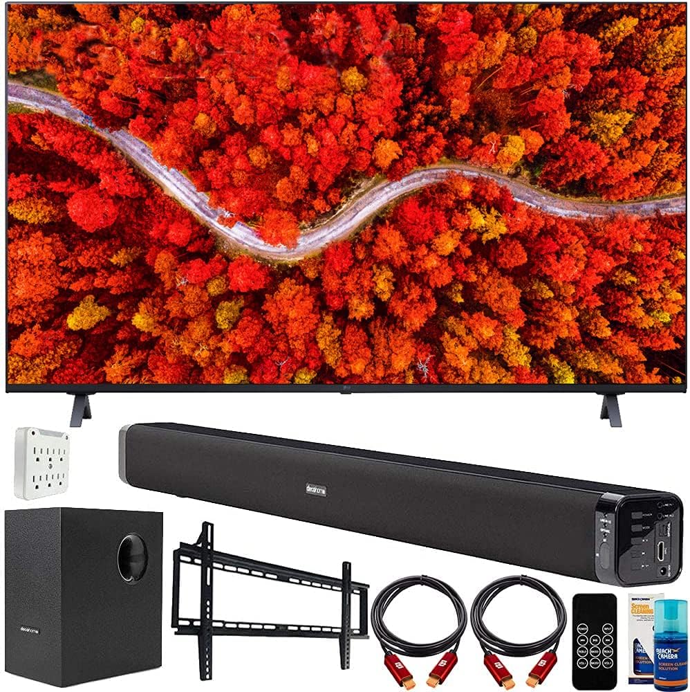 55 Inch 4K Smart UHD TV with Soundbar, Wall Mount, HDMI Cables R70100