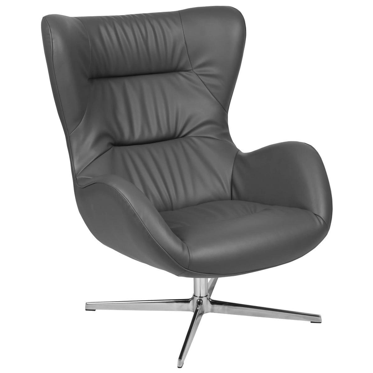 Gray LeatherSoft Swivel Wing Chair P31903