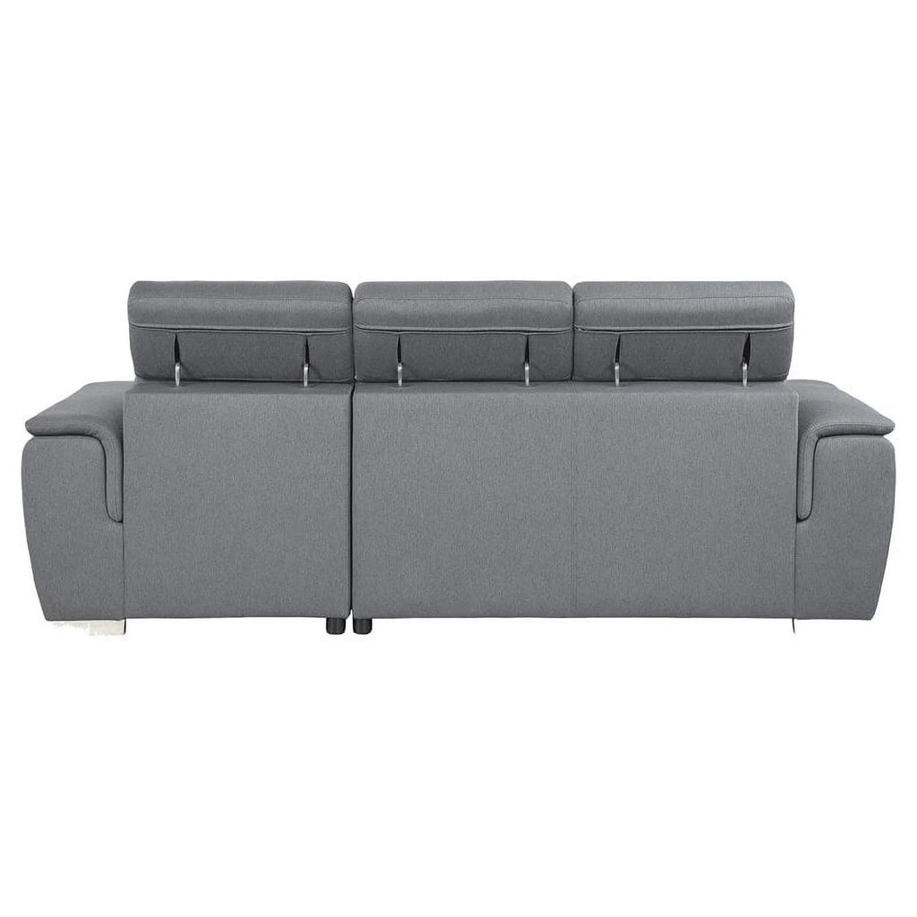 Gray 2-Piece Fabric Sectional with Pull-Out Bed K4498