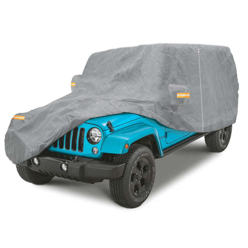 Gray Waterproof Car Cover with Driver Door Zipper N49640