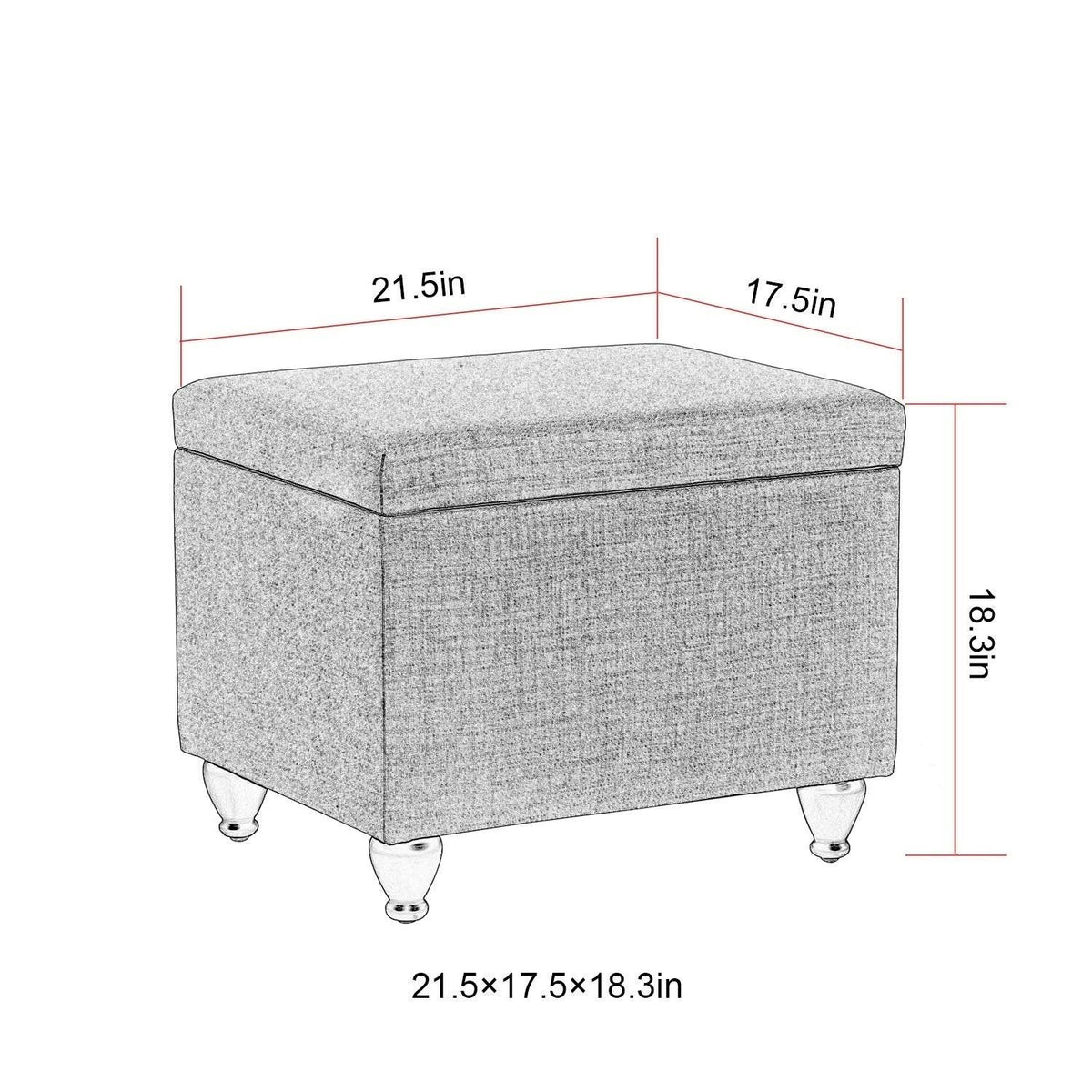 Light Blue Fabric Storage Ottoman M95462