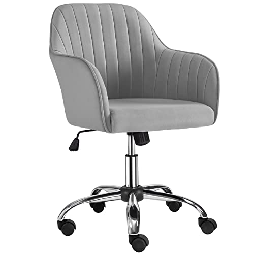 Light Gray Velvet Height-Adjustable Swivel Armchair K937
