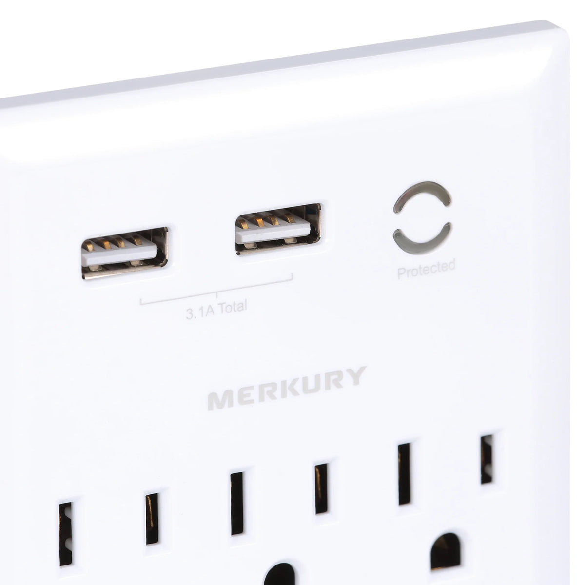White 6-Outlet USB Wall Charger Extender with Phone Stand W5259