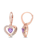 Rose Plated Silver Heart Earrings G228