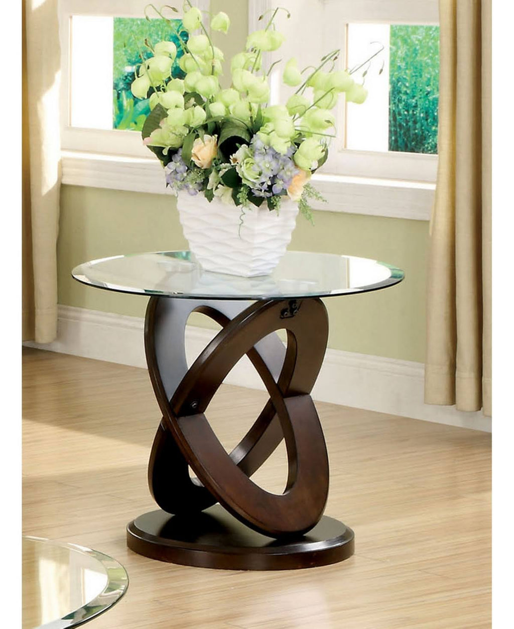 Dark Brown Glass Top End Table E18170