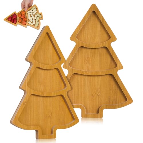 2Pcs Christmas Tree Shaped Wooden Serving Platters P88315