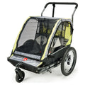 2-Child Bicycle Trailer & Stroller, 100 lbs, Green Q4794