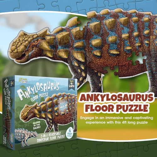 100-Piece Double Sided Glow-in-The-Dark Dinosaur Jigsaw Puzzle J536