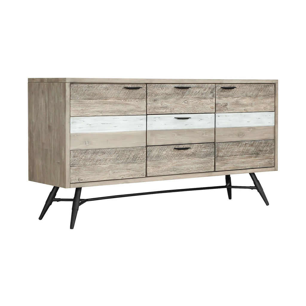 63 Inch Acacia Wood Sideboard Buffet Console Cabinet, 3 Drawers, Brown O1519