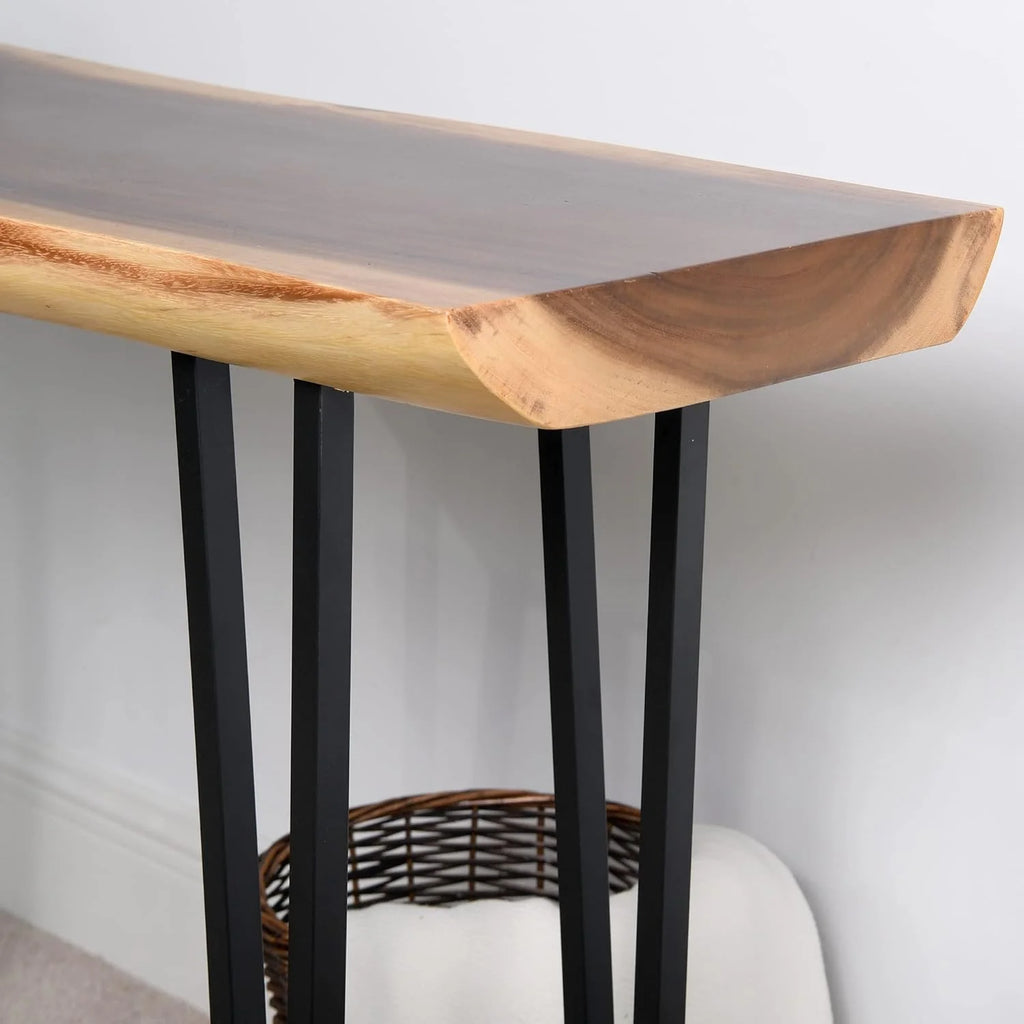 Solid Wood Console Table with Metal Legs U9407