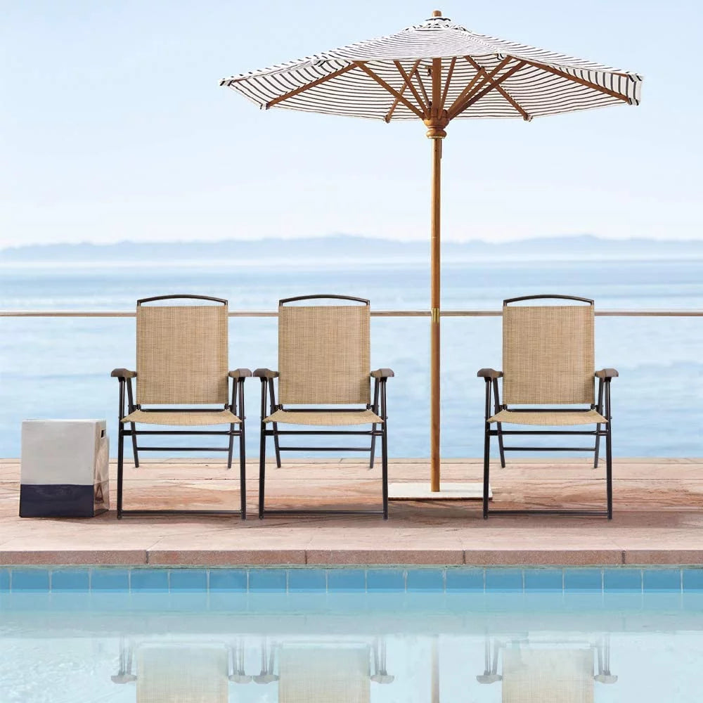 Beige Set of 2 Folding Sling Chair K8801