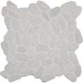 White Pebble Tumbled Marble Mesh-Mounted Mosaic Tile W763334