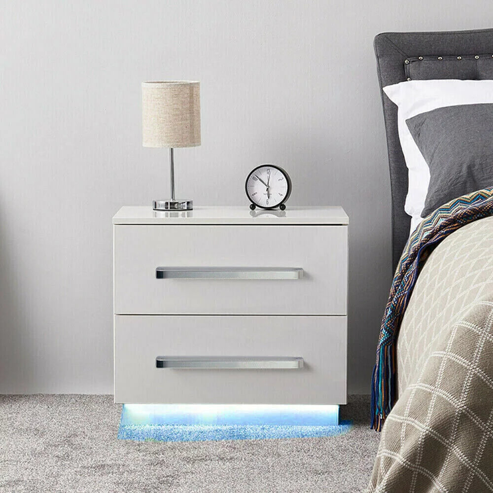 Modern High Gloss 2 Drawer Nightstand X848