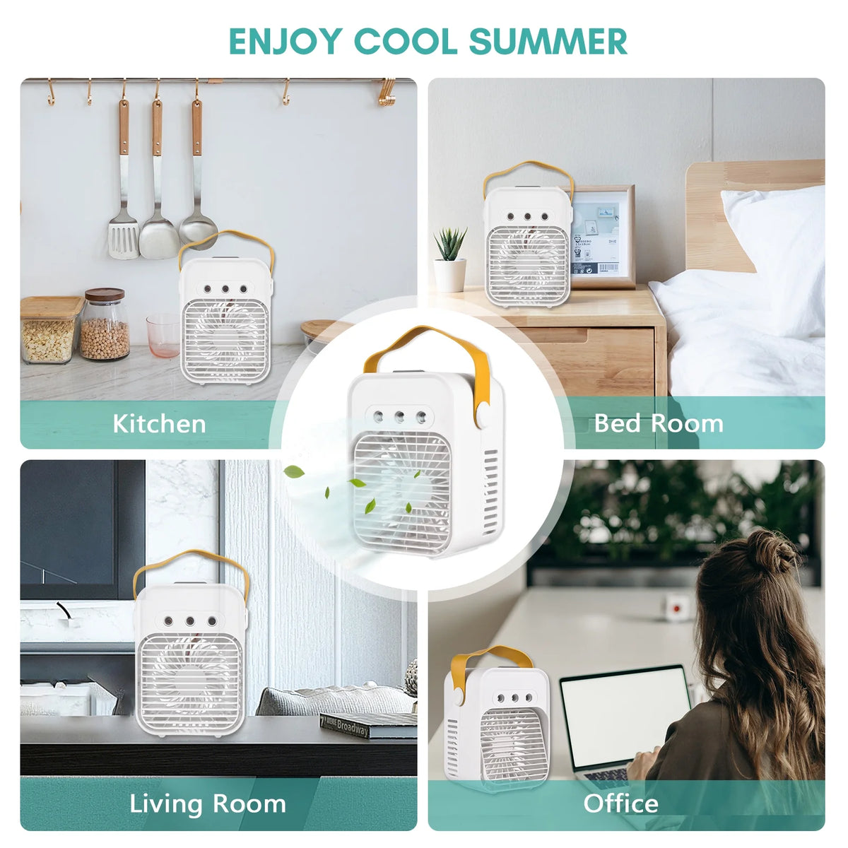 Portable Air Cooling Fan with LED Light 3 Wind Speeds J5657