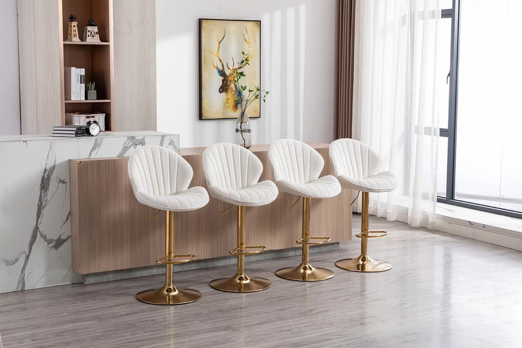Velvet Upholstered Swivel Bar Stools Set of 2 F832