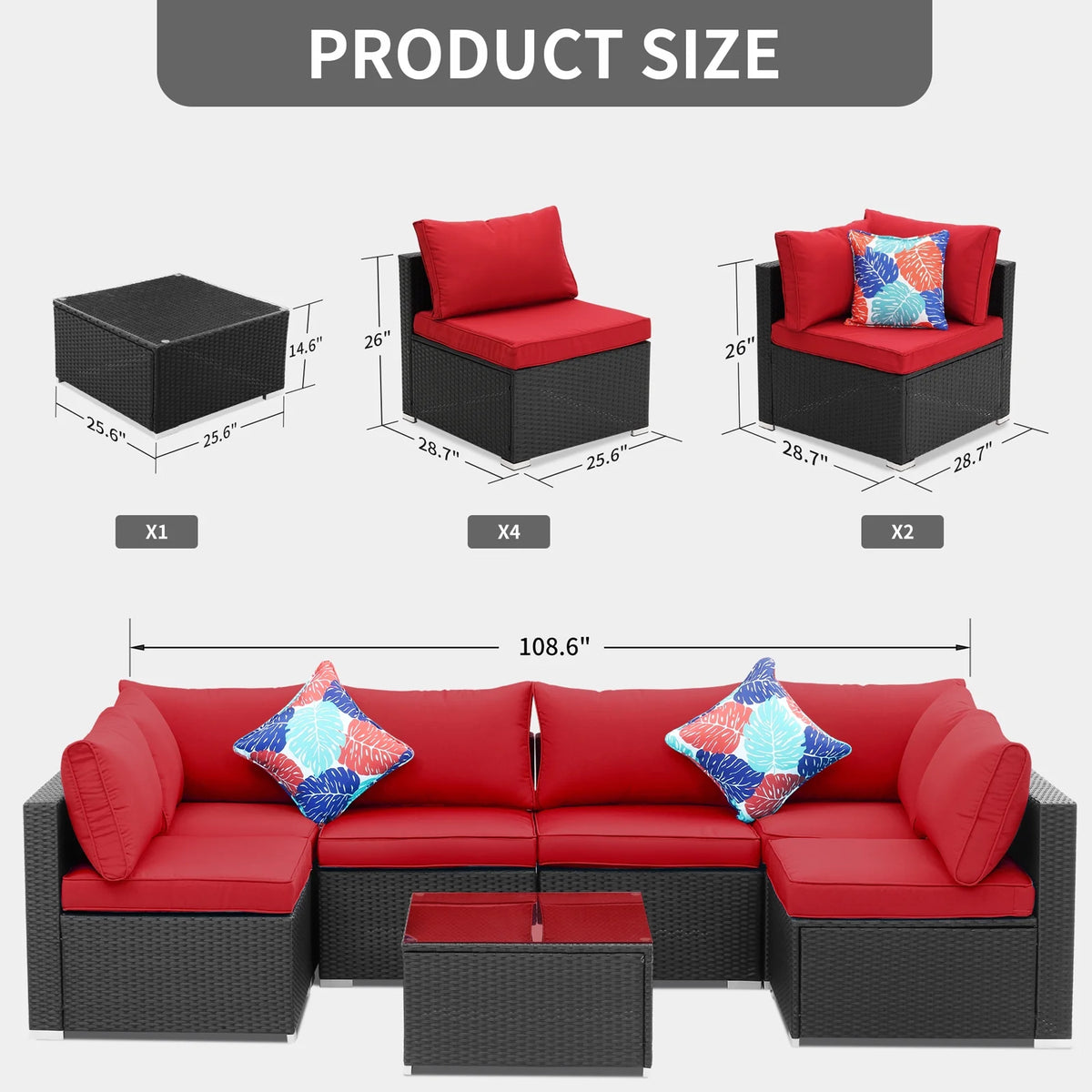 7 Pcs Outdoor Patio Furniture Sofa Set I45796