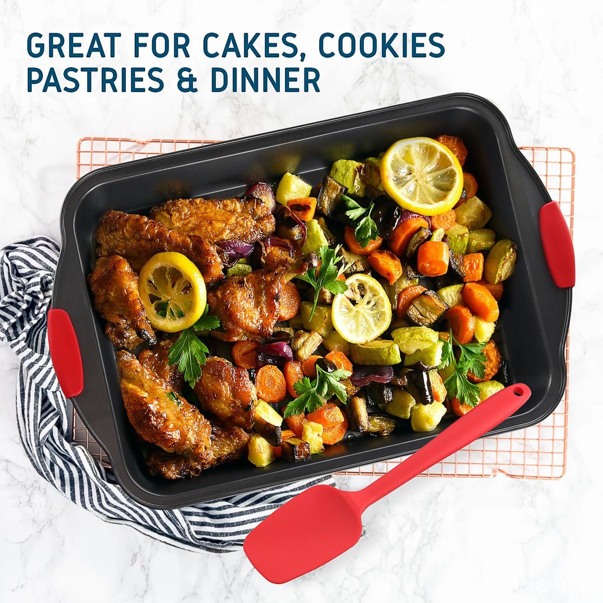 15 PC Nonstick Carbon Steel Bakeware Set with Silicone Handles T17414