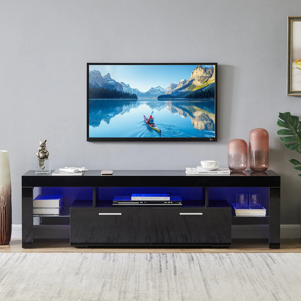 White High Gloss TV Stand with Storage Shelves N7307