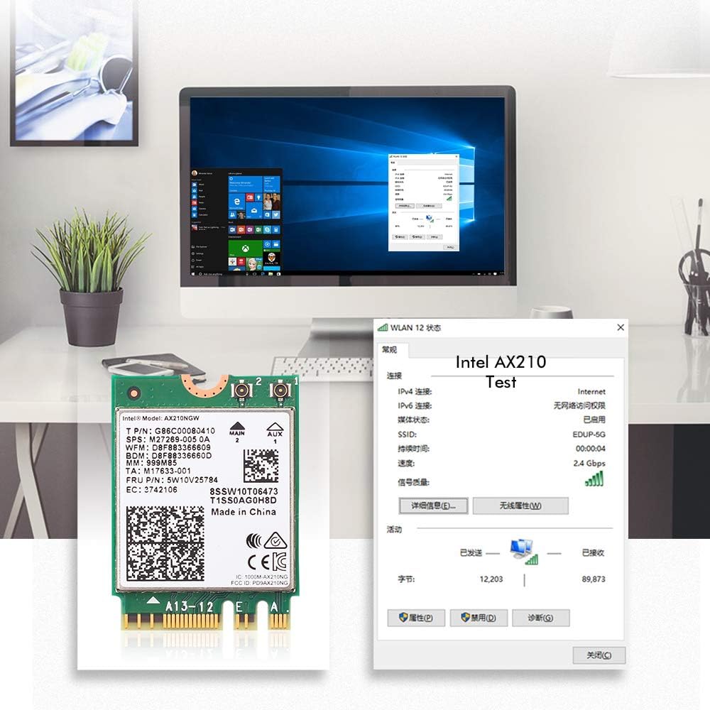 WiFi 6E Card AX210 Bluetooth 5.2 Tri-Band 5400Mbps Wireless Module for Laptop L6392