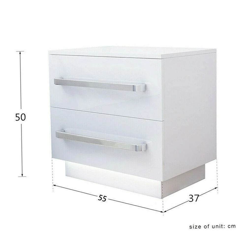 Modern High Gloss 2 Drawer Nightstand X848
