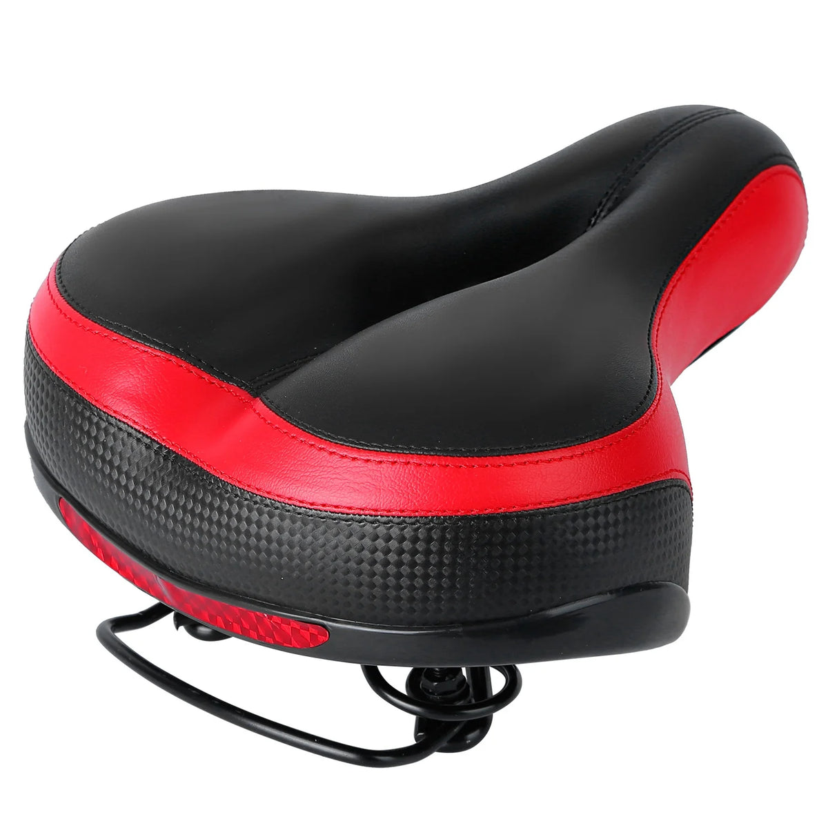 Black Red Bicycle Saddle Replacement with Dual Shock Absorbing Springs X33337