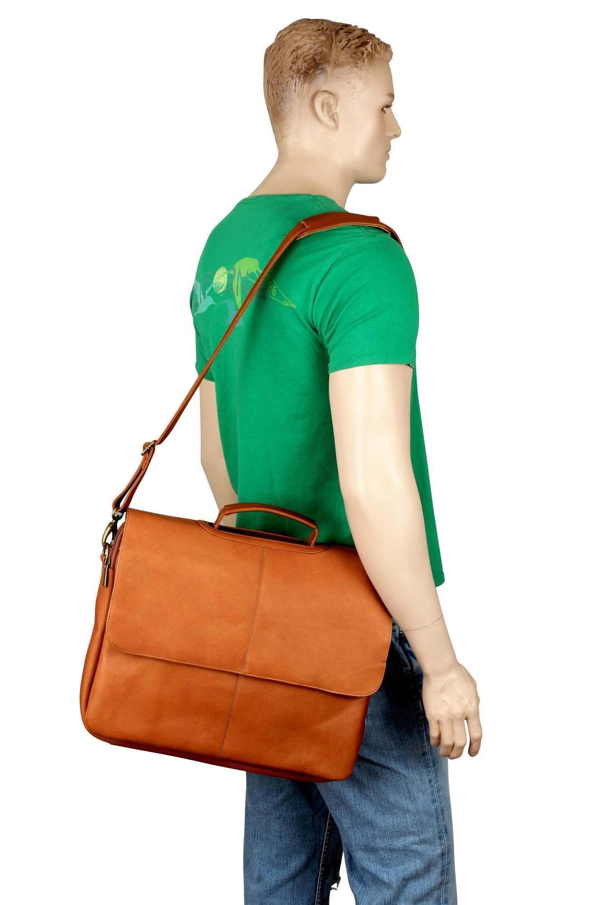 Leather Flap Over Computer Brief C757320