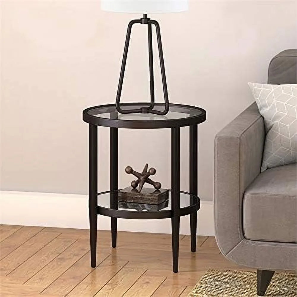 Round Modern Metal Side Table in Black T378177