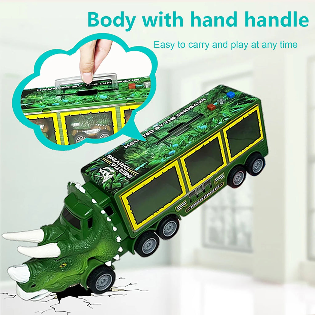 Dinosaur Transport Truck Carrier Toy Car With Dinosaurs Helicopter Portable Handle K2882