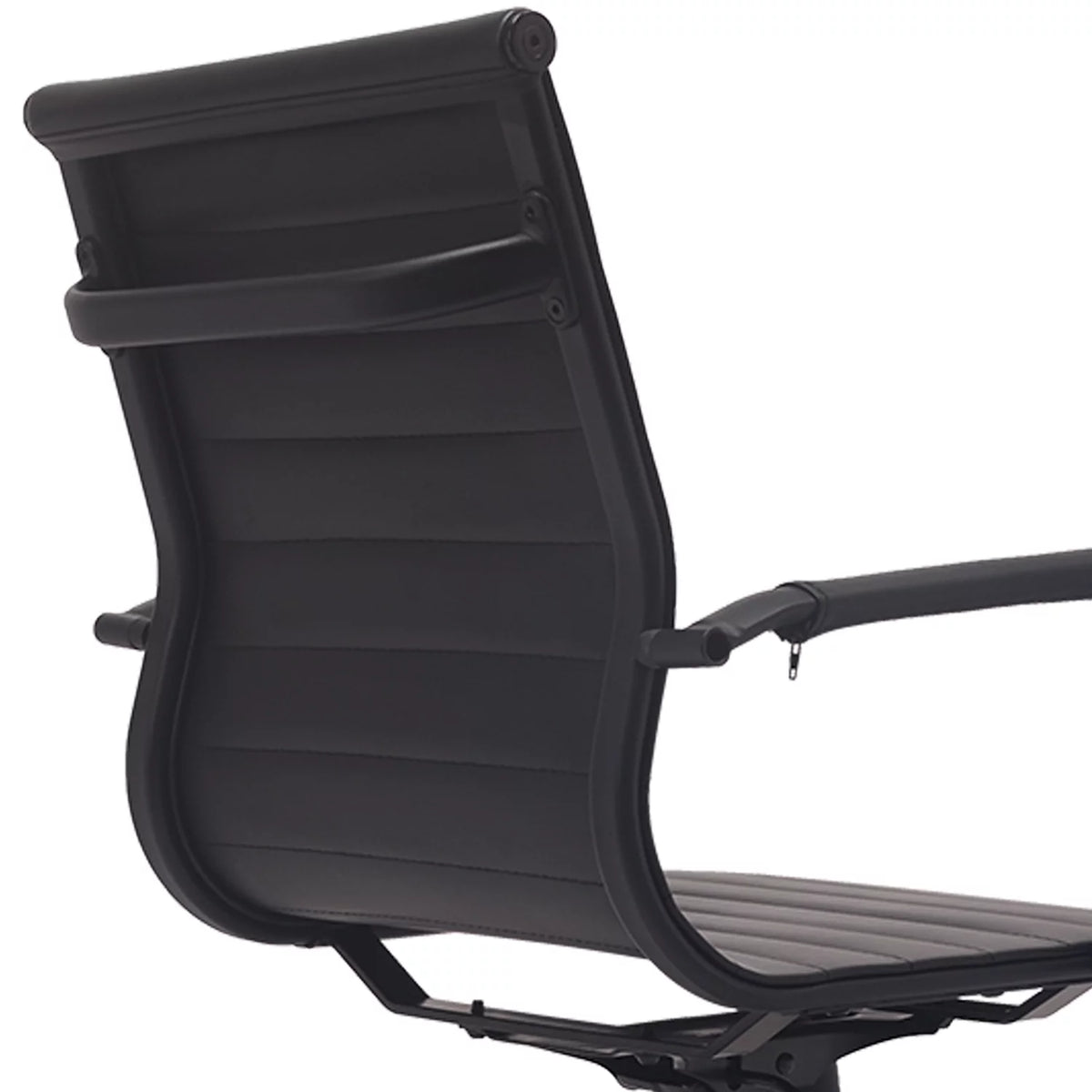 Mid Century Black PU Leather Office Chair with Arms and Wheels K969